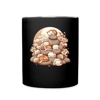 Japanische Katzen Anime Kätzchen Schlafen Kawaii - Tasse einfarbig - Schwarz - Vorne