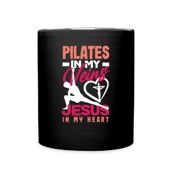 Le Pilates dans mes veines, Jésus dans mon cœur - Mug uni - noir - Devant