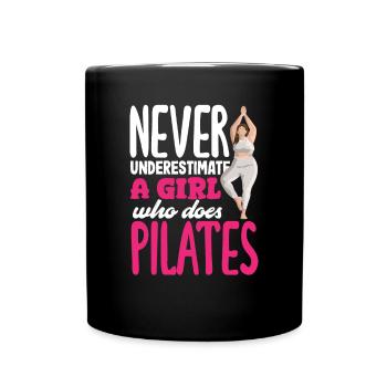 Never Underestimate a Girl Pilates - Full Colour Mug - black - Front