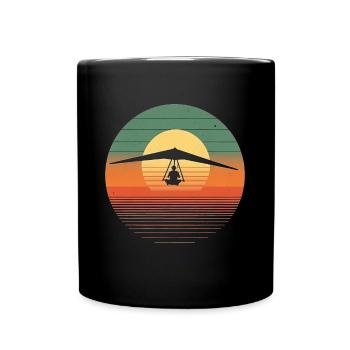 Oldtimer-Hängegleiter-Sonnenuntergang - Tasse einfarbig - Schwarz - Vorne