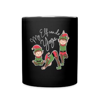Mon lutin peut faire du yoga Yoga de Noël - Mug uni - noir - Devant