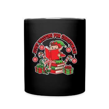 Just Waiting For Christmas Elf Illustration - Tasse einfarbig - Schwarz - Vorne