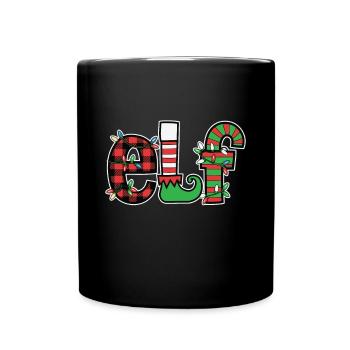 Weihnachtlicher Elf Weihnachtsdeko - Tasse einfarbig - Schwarz - Vorne