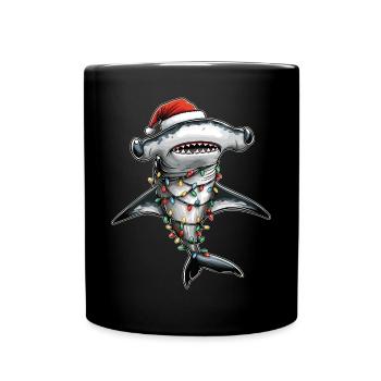 Hammerhai Weihnachtsmütze Xmas - Tasse einfarbig - Schwarz - Vorne