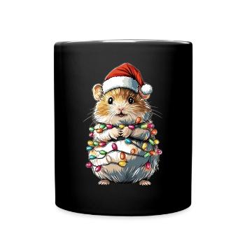 Cute Hamster Hammy Christmas Hat Xmas - Full Colour Mug - black - Front