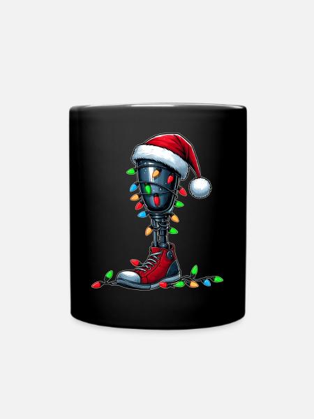 Leg Prostheses Amputated Amputation Christmas Hat - Full Colour Mug - black