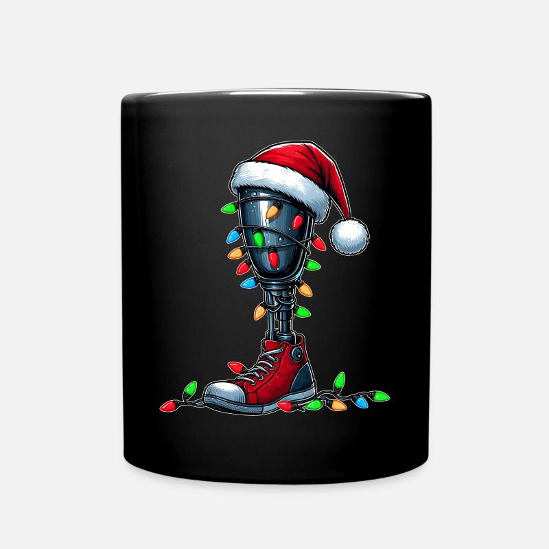 Beinprothesen Amputierte Amputation Weihnachtsmütz - Tasse einfarbig - Schwarz