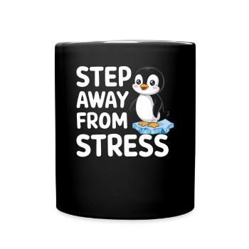 Get away from stress with cute penguin - Full Colour Mug - black - Front