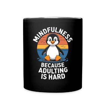 Mindfulness Penguin Adult Challenge - Full Colour Mug - black - Front