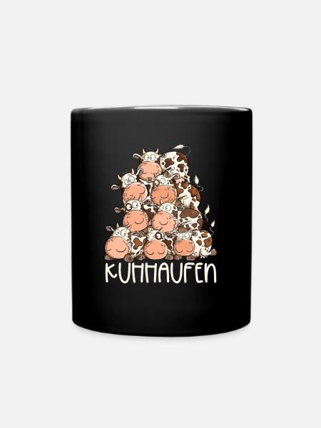 Drolliger Kuhhaufen I Kuh Kühe Rind Bauernhoftiere - Tasse einfarbig - Schwarz