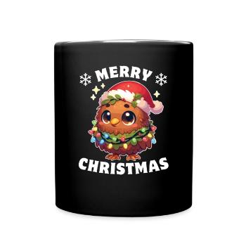Weihnachtsmütze Weihnachten Lichterkette Kiwi - Tasse einfarbig - Schwarz - Vorne