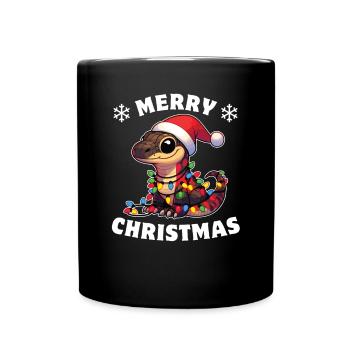 Weihnachten Lichterkette Komodowaran - Tasse einfarbig - Schwarz - Vorne