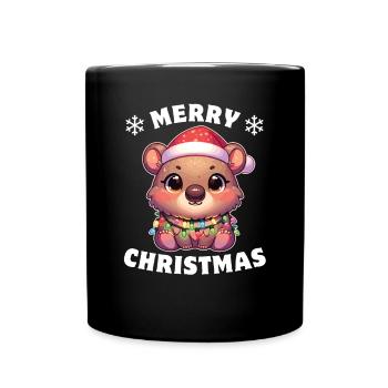 Chapeau de Noël Noël Fées Guirlandes Wombat - Mug uni - noir - Devant