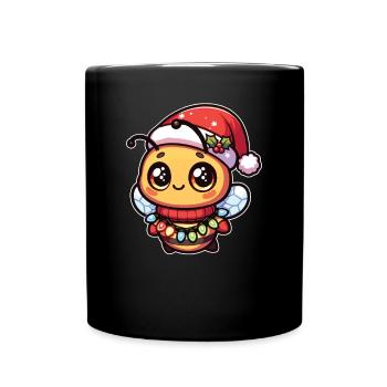Christmas Hat Christmas Light Chain Bee - Full Colour Mug - black - Front