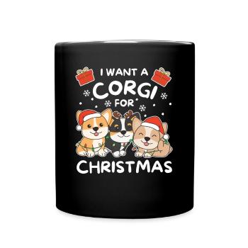 Je veux un corgi pour Noël chiens mignons - Mug uni - noir - Devant