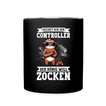 Hands me the controller, the queen wants to play - Full Colour Mug - black - Front
