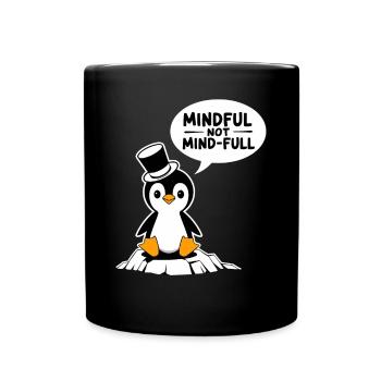 Pingouin conscient avec un chapeau haut de forme sur un bloc de glace - Mug uni - noir - Devant