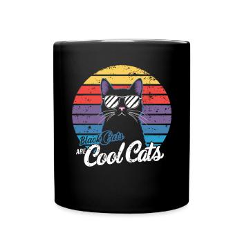 Cool Cats: Retro design with black cat - Full Colour Mug - black - Front