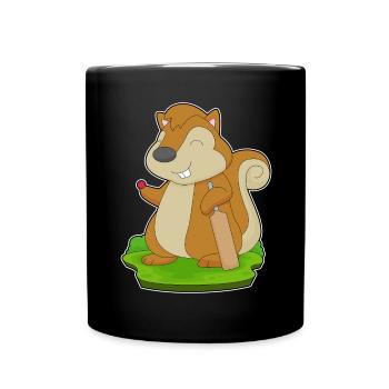 Eichhörnchen Cricket Cricketschläger - Tasse einfarbig - Schwarz - Vorne