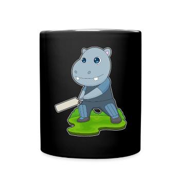 Hippopotamus Cricket Cricket Bats - Full Colour Mug - black - Front