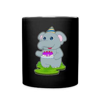 Gâteau d’anniversaire d’éléphant - Mug uni - noir - Devant