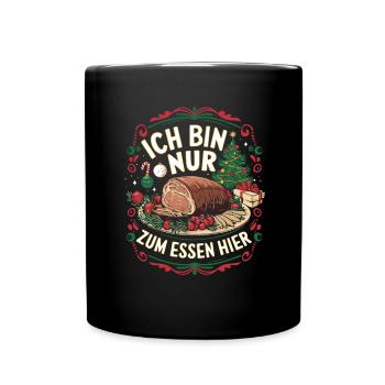 Nur zum Essen hier – Bestes Weihnachtsdesign - Tasse einfarbig - Schwarz - Vorne