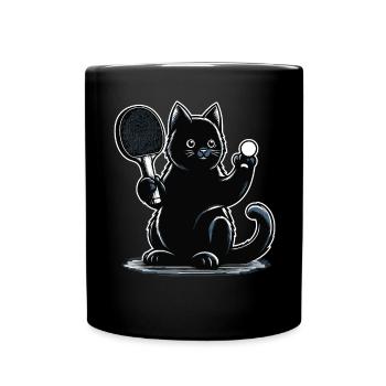 Tennis de table chat ping-pong chat noir Tenue de papa - Mug uni - noir - Devant