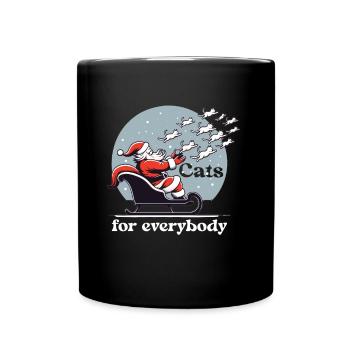 Weihnachtsmann mit Katzen schlitten – Cats for - Tasse einfarbig - Schwarz - Vorne