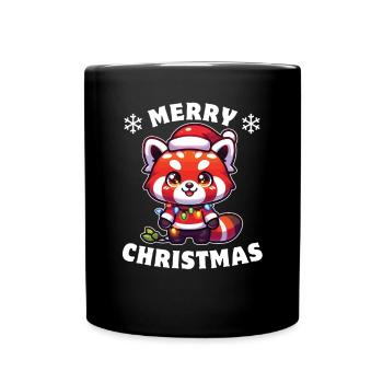 Christmas Fairy Lights Red Panda - Full Colour Mug - black - Front