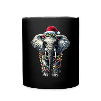 Chapeau de Noël éléphant Noël - Mug uni - noir - Devant