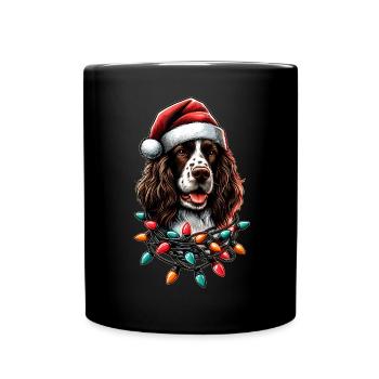 English Springer Spaniel Dog Christmas Hat Xmas - Full Colour Mug - black - Front