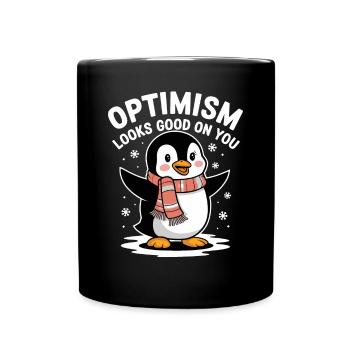 L’optimisme vous fait du bien Pingouin Hiver - Mug uni - noir - Devant