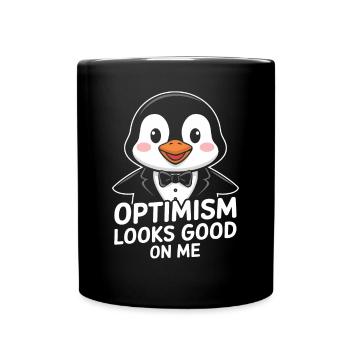 Optimism suits me well Penguin charm - Full Colour Mug - black - Front