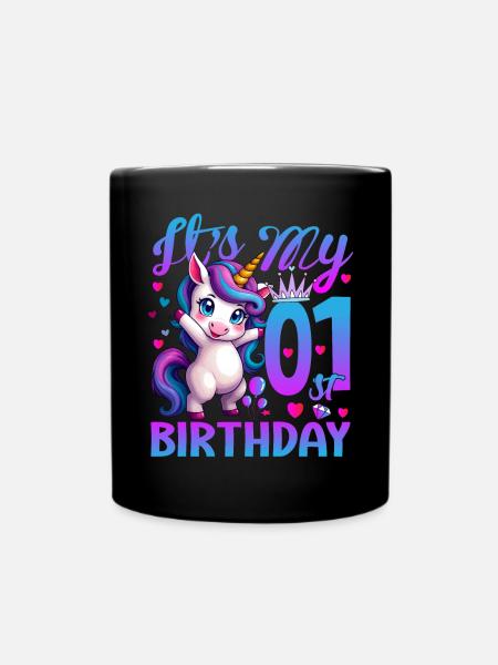 1. Geburtstag Einhorn Es ist mein 1. Geburtstag - Tasse einfarbig - Schwarz