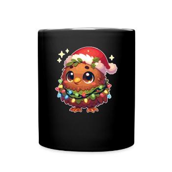 Weihnachtsmütze Weihnachten Lichterkette Kiwi - Tasse einfarbig - Schwarz - Vorne