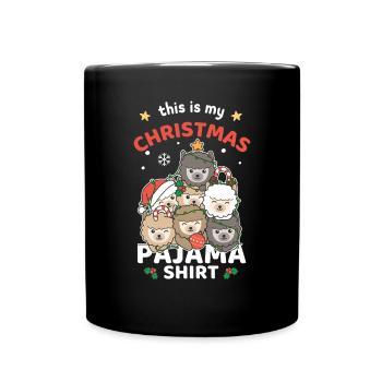 Pyjama de Noël en alpaga - Mug uni - noir - Devant