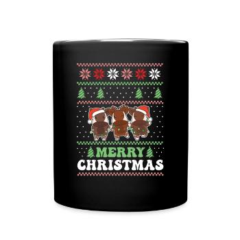 Merry Christmas retro ugly christmas Okapi - Tasse einfarbig - Schwarz - Vorne