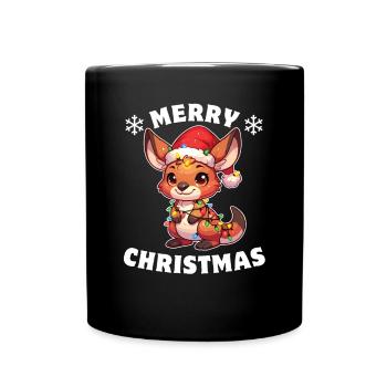 Weihnachtsmütze Weihnachten Lichterkette Wallaby - Tasse einfarbig - Schwarz - Vorne