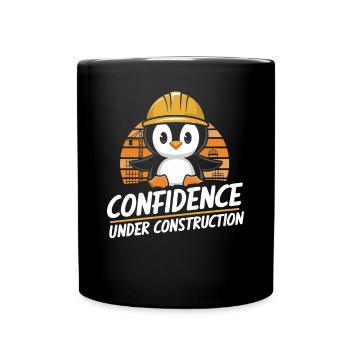 Confidence in construction penguin helmet construction site - Full Colour Mug - black - Front