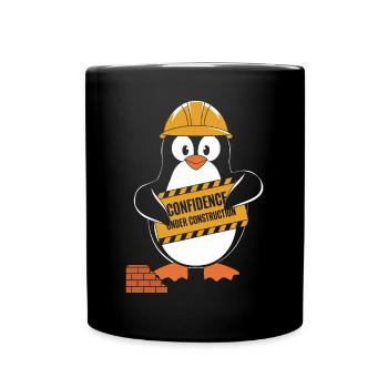 Self-confidence in construction penguin construction helmet - Full Colour Mug - black - Front