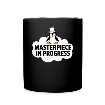 Pinguin Meisterwerk In Arbeit Cloud - Tasse einfarbig - Schwarz - Vorne
