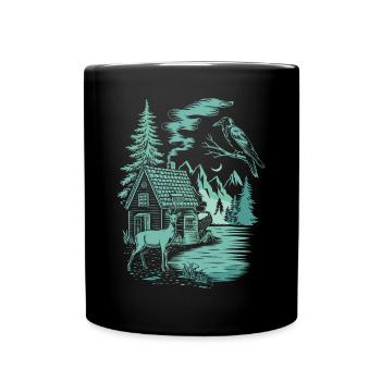 Enchanted Forest Landscape in Dark Cottagecore - Full Colour Mug - black - Front