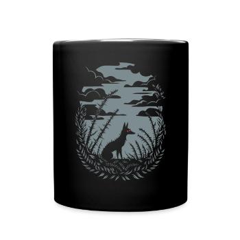 Dark Cottagecore Wolf Nature Motif - Full Colour Mug - black - Front