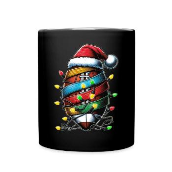 Flag Football Coach Team Santa Hat Xmas - Full Colour Mug - black - Front