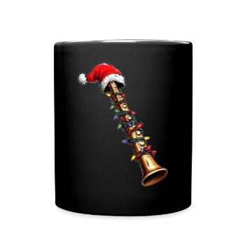 Flute Instrument Christmas Hat Xmas - Full Colour Mug - black - Front
