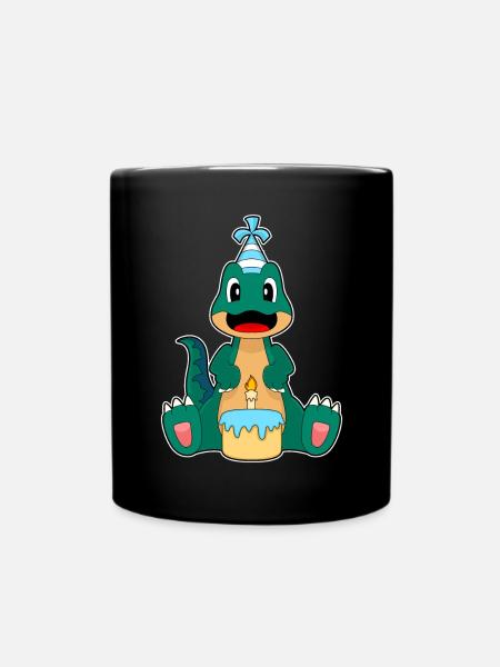 Dinosaurier Geburtstag Kuchen  - Tasse einfarbig - Schwarz