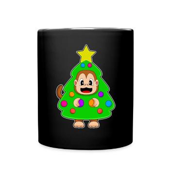 Affe Weihnachten Weihnachtsbaum - Tasse einfarbig - Schwarz - Vorne