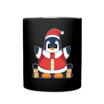 Pinguin Weihnachten Weihnachtsmann - Tasse einfarbig - Schwarz - Vorne