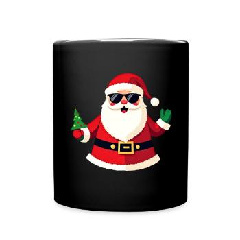Cool Santa with Sunglasses Fun Christmas Holiday - Full Colour Mug - black - Front