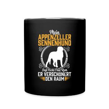 Mountain dog lying around lazily Appenzeller Mountain Dog - Full Colour Mug - black - Front
